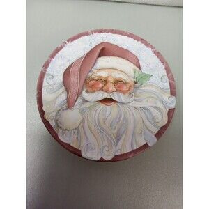 Vintage Christmas‎ Set Of 4 Tin Coasters With Tin Storage Box Old Time Santa